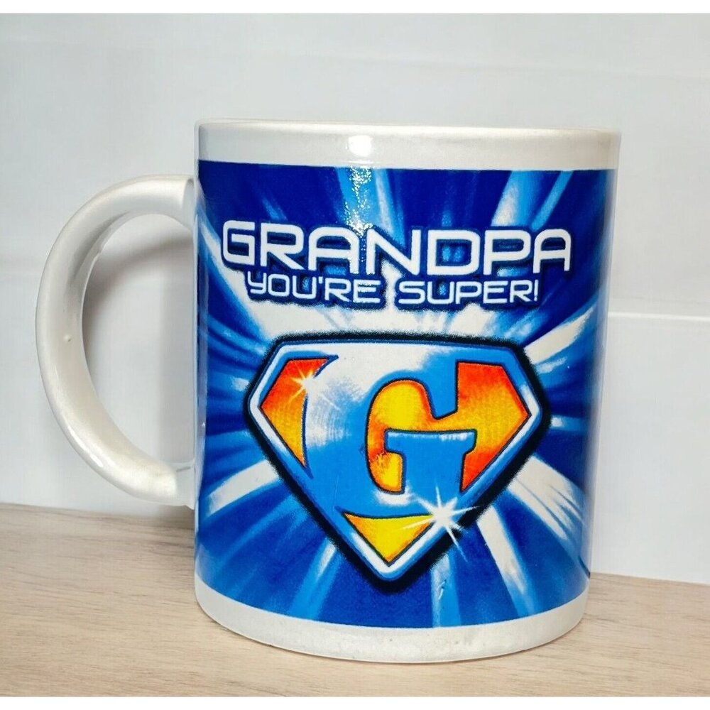 Grandpa you’re Super! Coffee Mug Tea Cup Multicolor Super G! Superhero 4" Tall